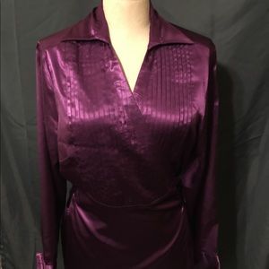 Ashley Stewart Size 12 Purple Tuxedo Wrap Shirt